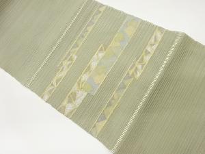 絽綴れ横段に幾何学模様織出し名古屋帯